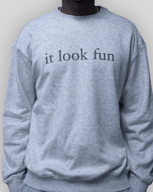 HEATHER GREY "FUN" CREWNECK SWEATER